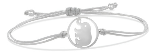 Pulsera Mujer Hilo Gris Dije Plata 950 Joya Regalo