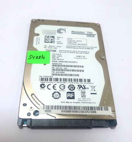 Disco Duro 500gb Seagate Thin Hdd St500lt012 Sata 6gbps 2.5