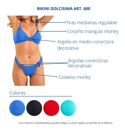Imagen 2 de 7 de Bikini Dolcisima Art. 680 Corpiño Y Less Morley Con Argollas