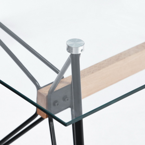 Mesa Cristal Con Sillas Eames Comedor Moderno Minimalista Color Cristal/Negro