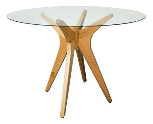 Mesa De Jantar Gataiba Natural Com Tampo De Vidro 1,00m