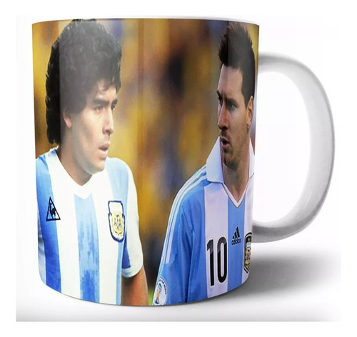 Taza De Cafe Ceramica Argentina Messi Maradona Futbol
