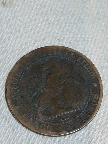 Moneda De España 5 Céntimos Año 1870cobre Km# 662