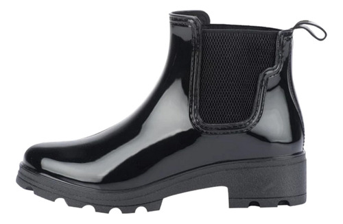 Bota De Lluvia Chelsea Botin Urbana Negra Mujer Pink 1037333