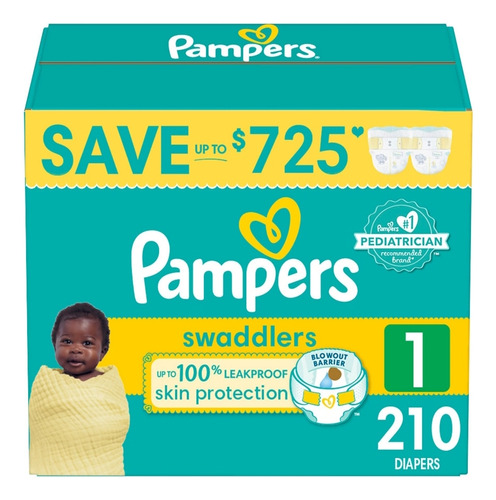 Pampers Swaddlers Pañales De Bebe Etapa 1  210 Pañales