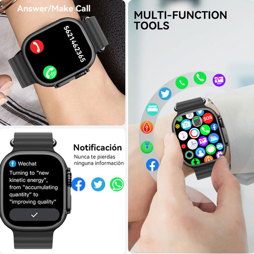 Smartwatch Genérica Reloj Inteligente T800 Ultra 1.99'' Con Correa De Silicona Color Negro