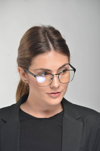 Anteojos Lectura Armazon Lente Metal Unisex Hadar Zienna Negro Dorado
