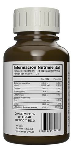 Cordyceps Extracto 150 Cápsulas | 500mg Adaptoheal