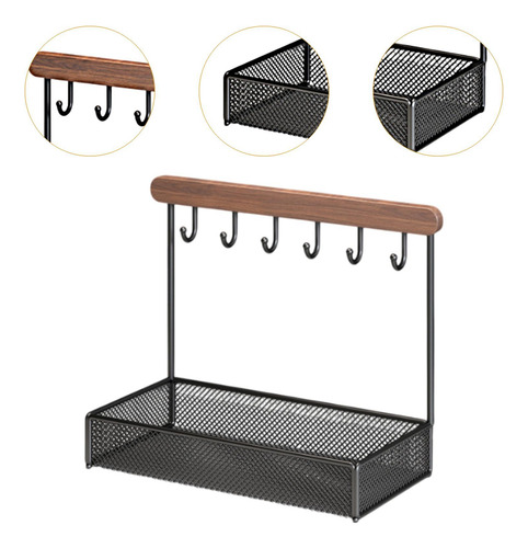Decoración De Almacenamiento De Soporte Base Cuadrada Negro