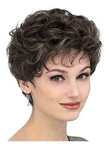 Pelucas - Short Curly Afro Wigs For Women Brown Kinky Synthe