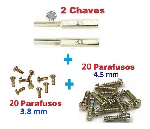 Snes - Kit Chaves 3.8  + 4.5mm + 20 Parafusos 3.8 E 20 4.5mm