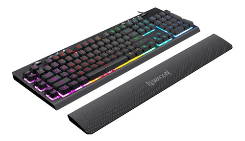 Teclado gamer Redragon Shiva K512 RGB QWERTY español latinoamérica color negro con luz RGB