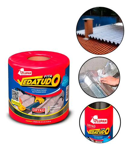 Manta Asfáltica Autoadesiva Alumínio 15cm x 10m Telhado Vedatudo Dryko