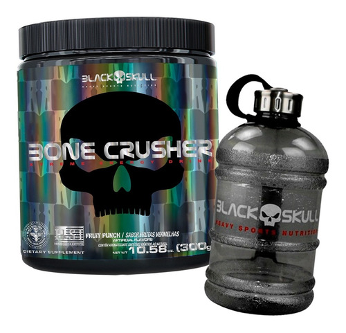 Pré Treino Bone Crusher 300g + Galão Oficial - Black Skull