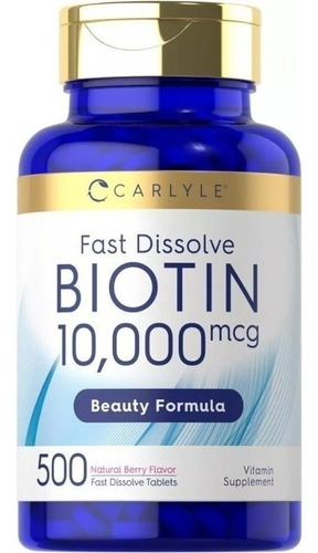 Biotin 10000mcg, 500 Tabletas, Carlyle,