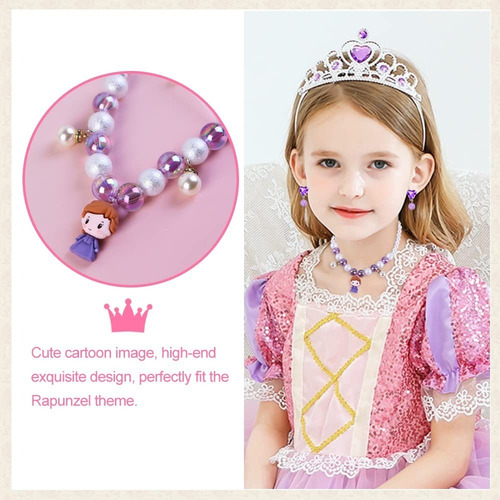 Conjunto De Vestido De Princesa Sofía De Rapunzel For Cosplay - Vestido + Cumpleaños Globos + Varita Mágica Accesorios