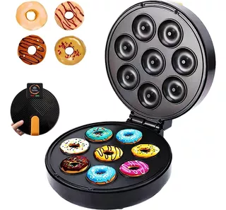 Maquina Mini 8 Donas Asadas, Ideal Para Repostería Color Negro