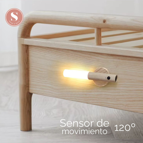 Luz Led Portatil Nocturna Con Sensor Estilo Madera
