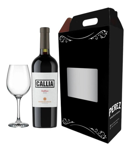 Kit Vino Callia Malbec 750ml + Copa Vino - Pérez Tienda -