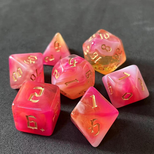 2 X 7x Dados Poliédricos De Doble Color D6 D4 D8 Rosa