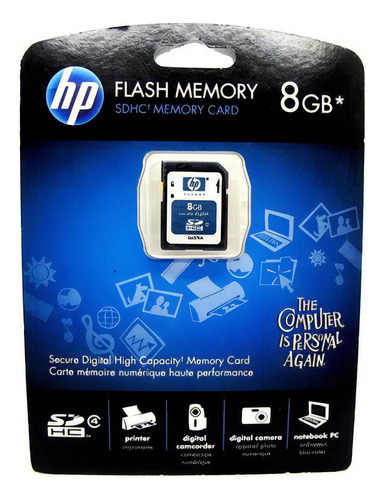 Cartao De Memoria Sdhc 8 Gb Hp Q6276a Class 4 Memoria Flash