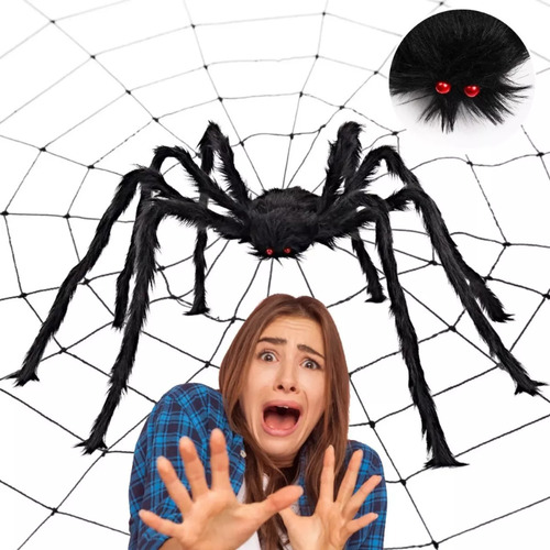 Juego De 4 Accesorios De Terror Con Forma De Araña Peluda Gi
