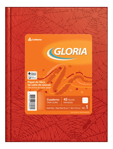 Cuaderno Tapa Dura Gloria Numero 1 Escuela 42 Hojas Rayadas