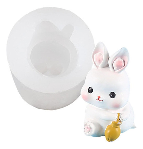 (c) Molde De Silicona Para Velas De Conejo, Conejo De Pascua