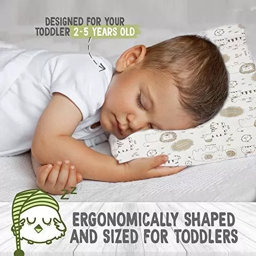 Almohada para niños pequeños, almohadas suaves de bebé de 13 x 18 pulgadas  para dormir, lavable a máquina, con funda de almohada de algodón, perfecta
