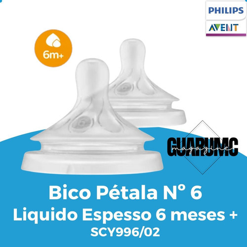 Bico Mamadeira Pétala 3.0 N°6 - 6m + E Liquido Espesso Avent