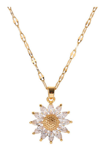 Collar Flor Girasol Acero Inoxidable Mujer Regalo Elegante 