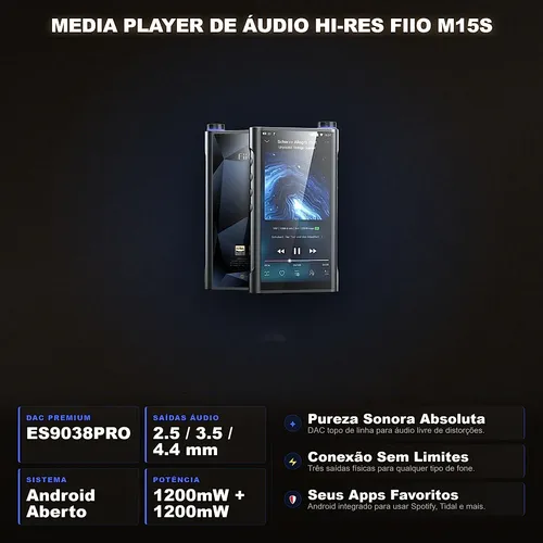 Media Player De Áudio Dap Fiio M15s - Dac / Amp De Fone