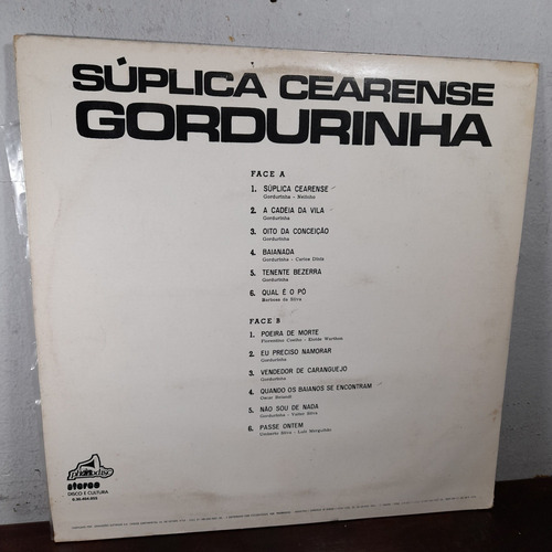 Imagem 2 de 6 de Vinil Lp Gordurinha Súplica Cearense Ótimo Estado