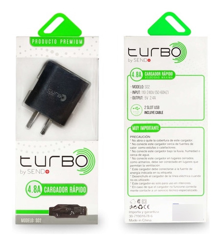 Imagen 1 de 4 de Cargador Para iPhone Send Carga Rapida S02 2.4a/4.8a Celular