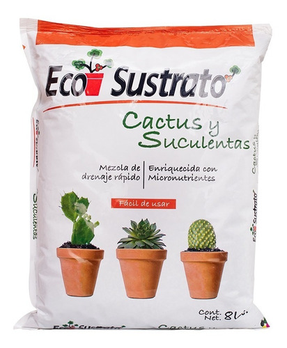 8 Lts Sustrato Cactus Y Suculentas. Perlita, Coco, Corteza