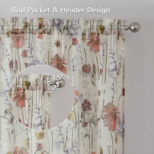 Owenie Crushed Semi Sheer Curtains 72 Pulgadas De Largo 2 P