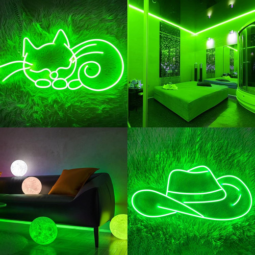 Tiras De Led Neón Luz Flexible Unicolor 5 Metros Cortar 12v Verde