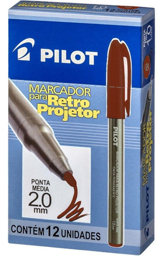 Caneta Para Retro Projetor Pilot 2.0mm Marrom Caixa Com 12un