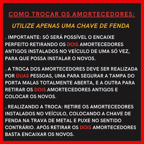 Par Amortecedor Tampa Porta Malas Uno Vivace 2010 A 2021
