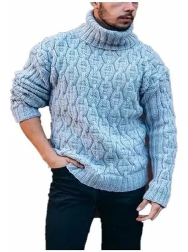 Cuello Alto Suéter De Punto De Color Solido De La Mod [s]