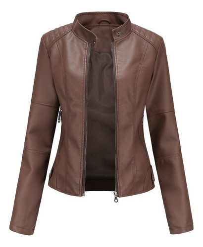 Chaqueta De Cuero Biker Slim Para Mujer Nueva 2023