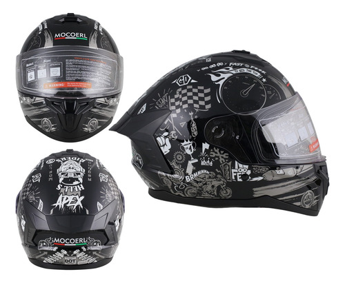 Casco Para Moto Integral Mica Humo Certificado Dot Mocoerl