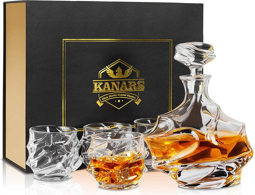 Decantador De Whisky Kanars, 800ml, Con 4 Vasos