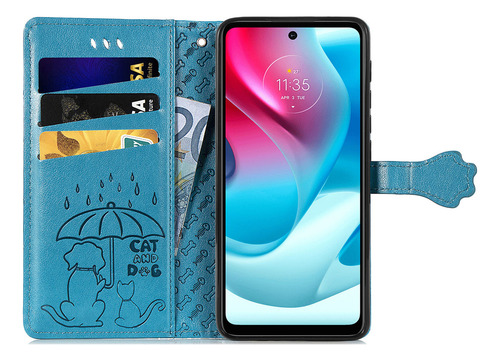 Funda De Piel Para Zte Nubia S 5g/anshin Family/ A75 4g Con Dibujos Animados De Gatos Y Perros, Con Ranura Para Tarjetas