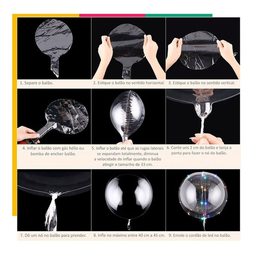 Imagem 6 de 8 de Balão Bubble Bobo Transparente 18 Polegadas 45cm 10 Unidades