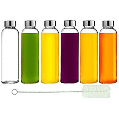 Botellas De Cristal Brieftons De Agua: 6 Pack, 18 Oz, Tapa D