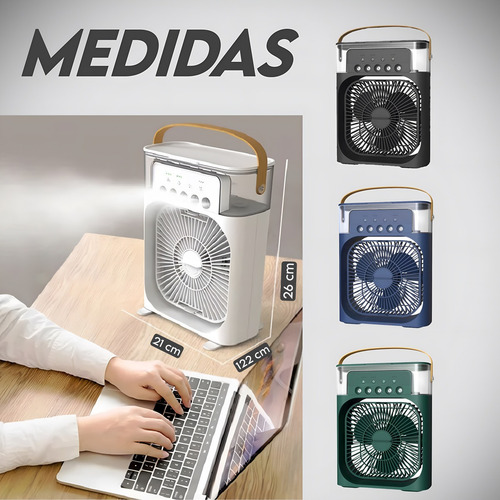 Mini Ar Condicionado Umidificador Ventilador Portátil 4 Em 1 Cor Preto