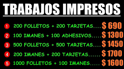 Folletos , Imanes Y Tarjetas Personales !!! Super Promos