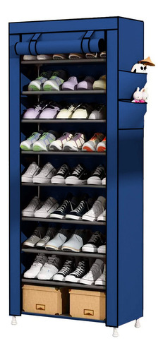 Zapatera de 9 Niveles Fasilyt Yub-011 para 27 Pares de Zapatos Color Azul