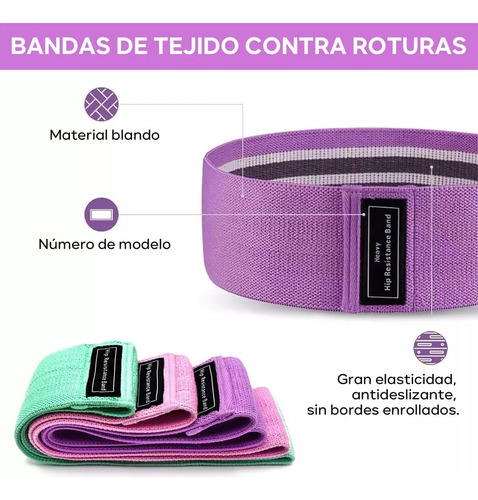 Kit 3 Bandas Elásticas Ejercicio Yoga Ligas De Resistencia